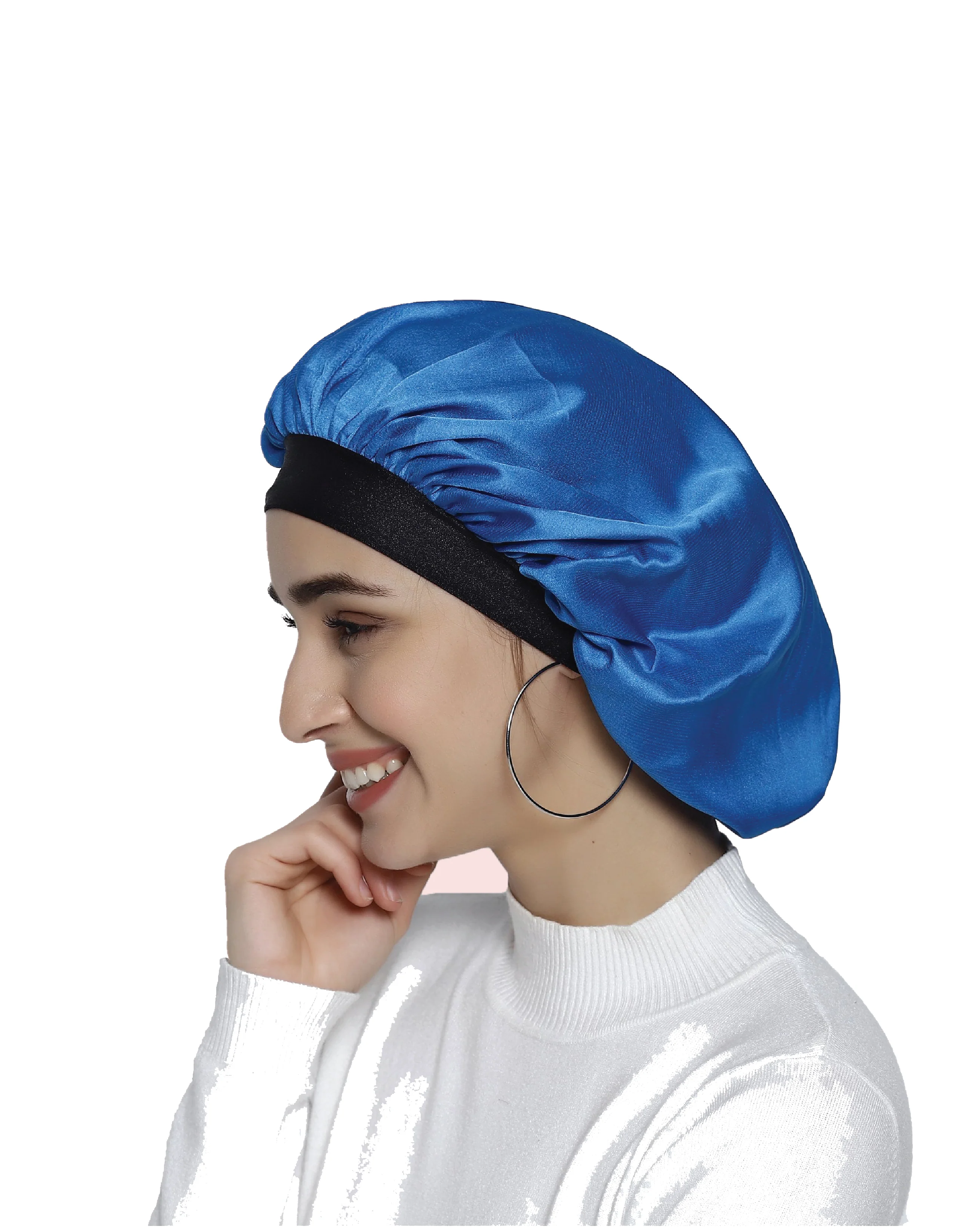 Satin Bonnets - Lycra Band With Tying Option - Manetain Store
