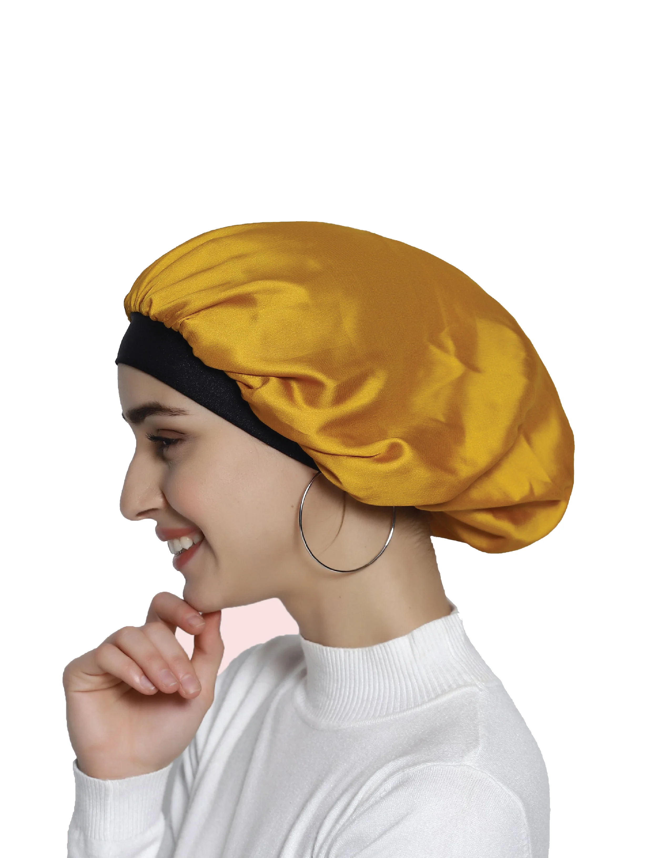 Satin Bonnets - Lycra Band With Tying Option - Manetain Store
